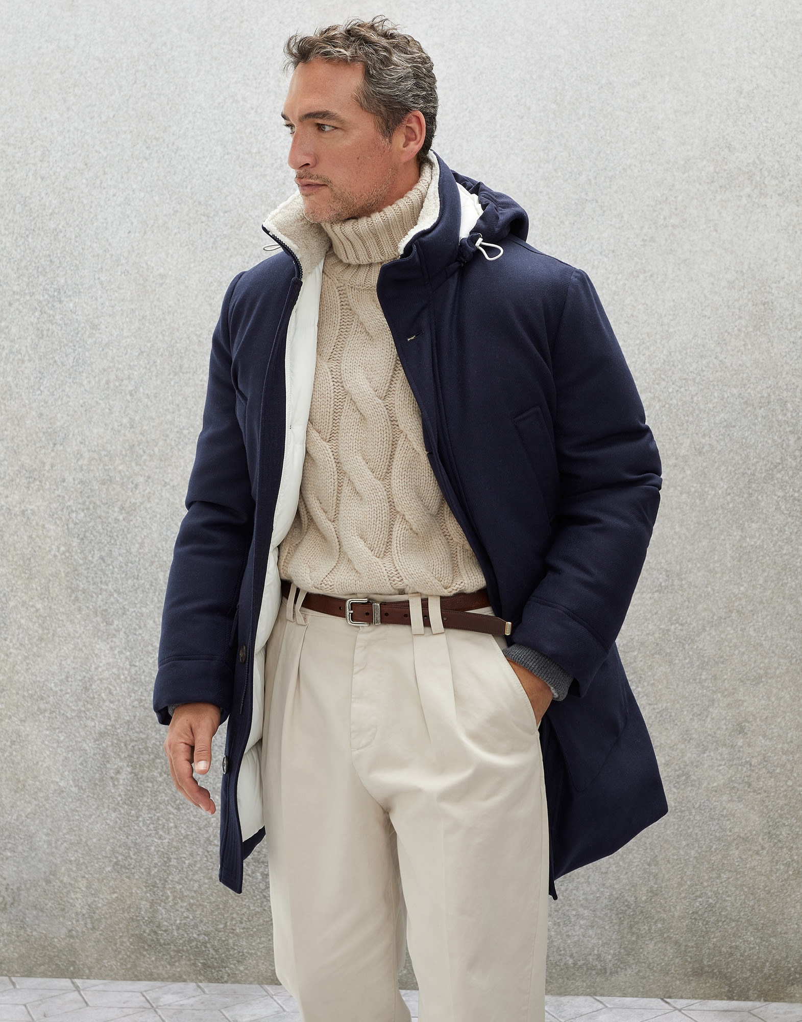 Brunello Cucinelli Wool, silk and cashmere bonded diagonal