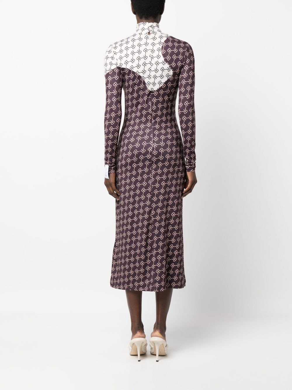 two-tone monogram midi dress - 4
