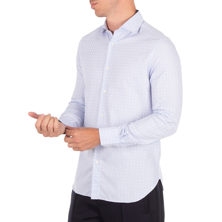 Emporio Armani All-Over Jacquard Logo Pattern Cotton Shirt - 2