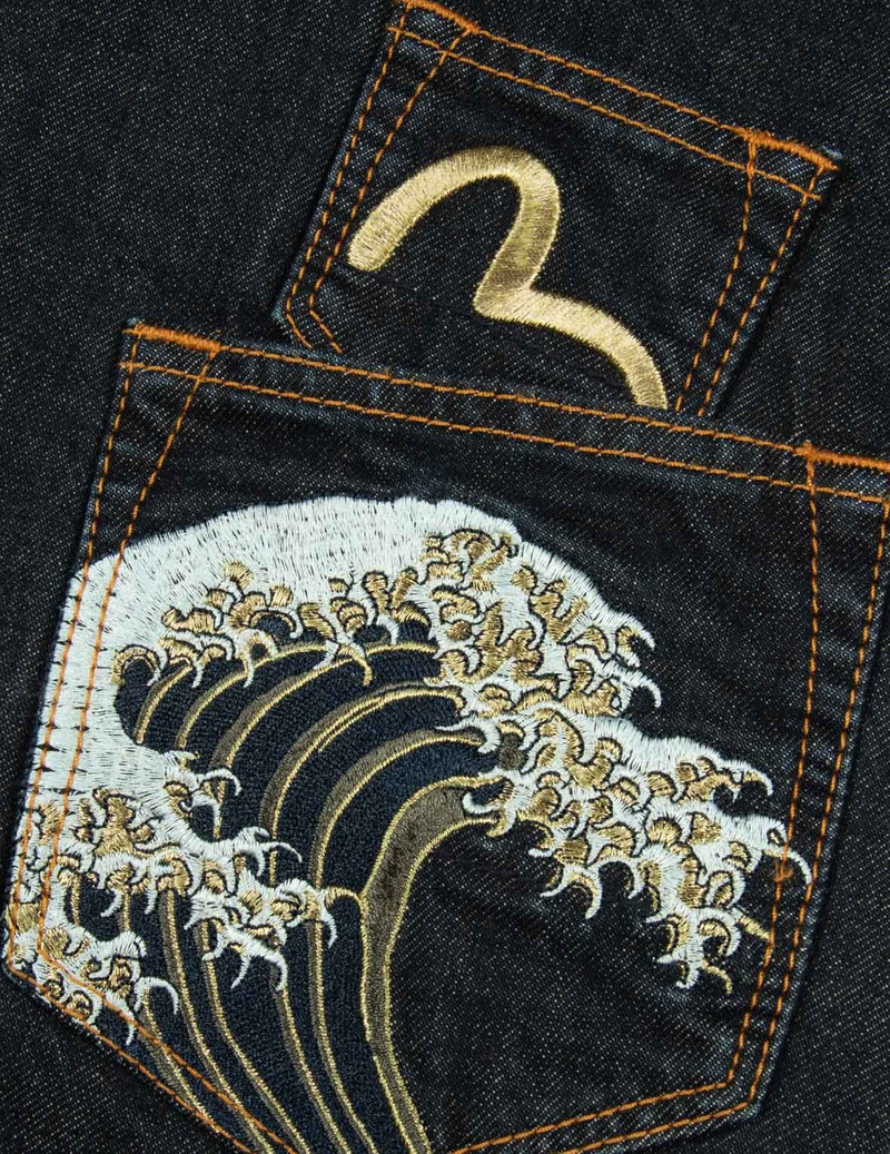 SEAGULL AND KAMON EMBROIDERY MULTI-POCKET CARROT FIT DENIM JEANS #2017 6