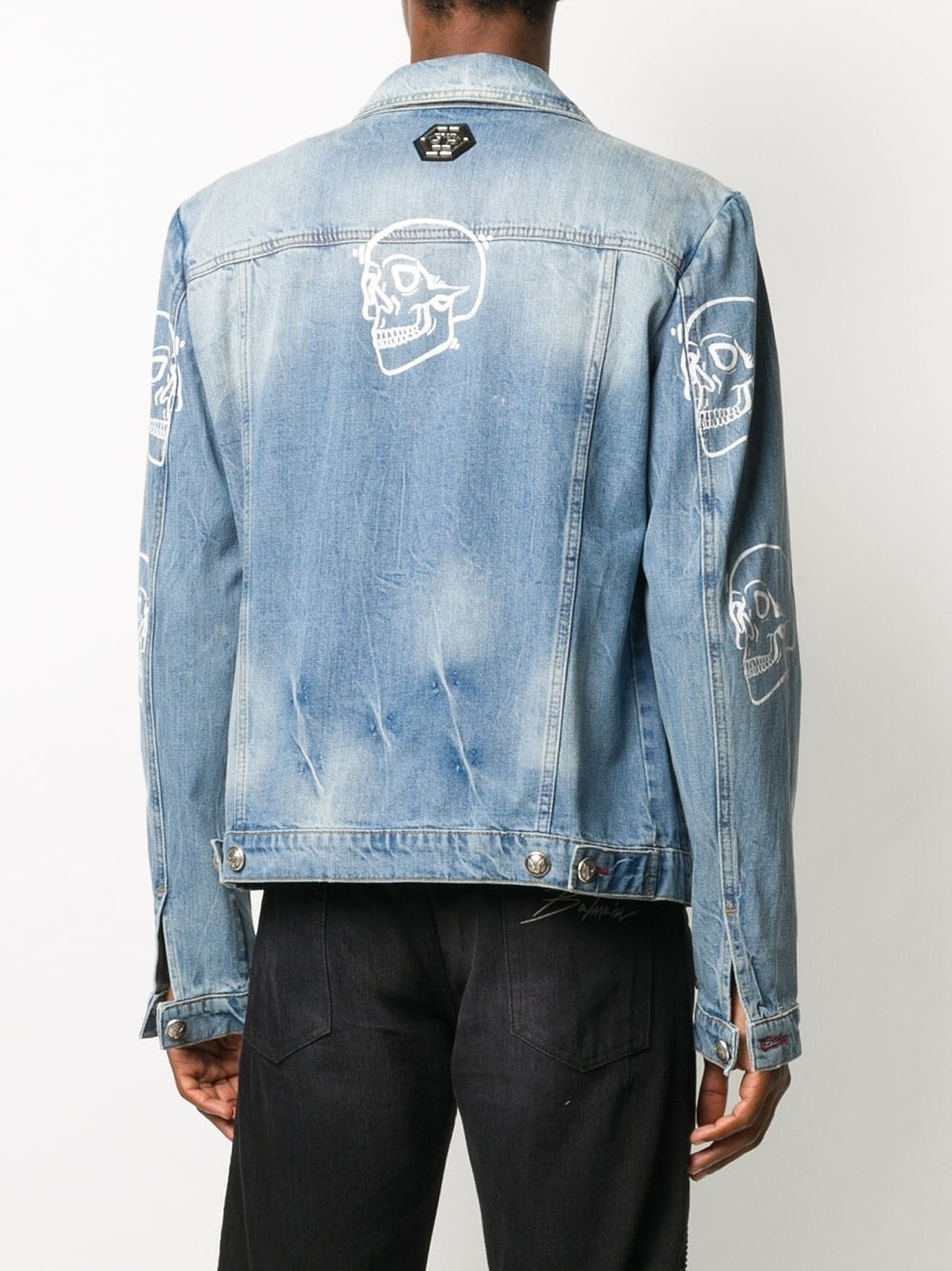 skull print denim jacket - 4