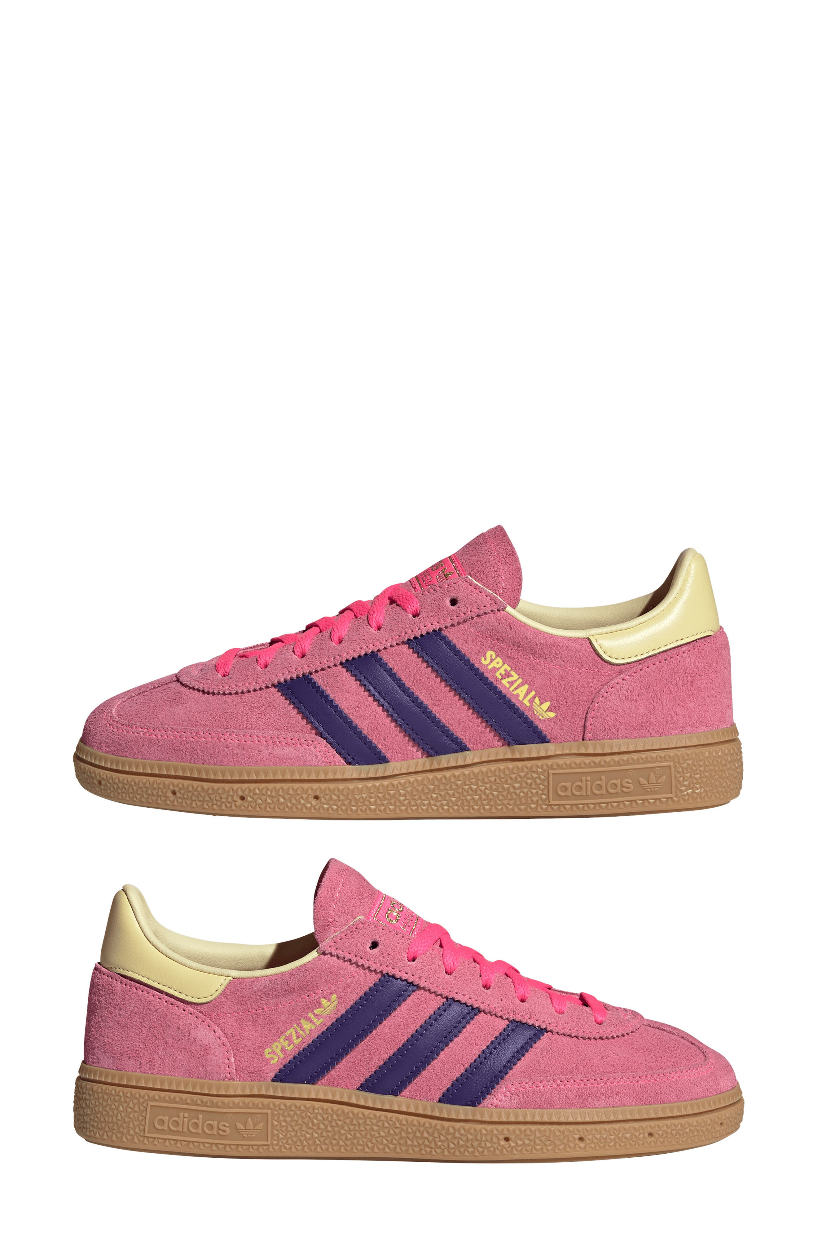 adidas Handball Spezial Sneaker in Lucid Pink/Purple/Yellow at Nordstrom - 9