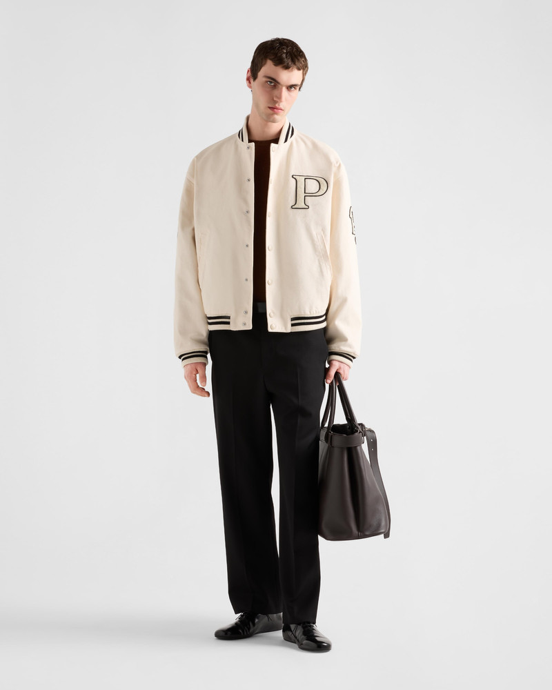 Prada Cotton bomber jacket with patch outlook