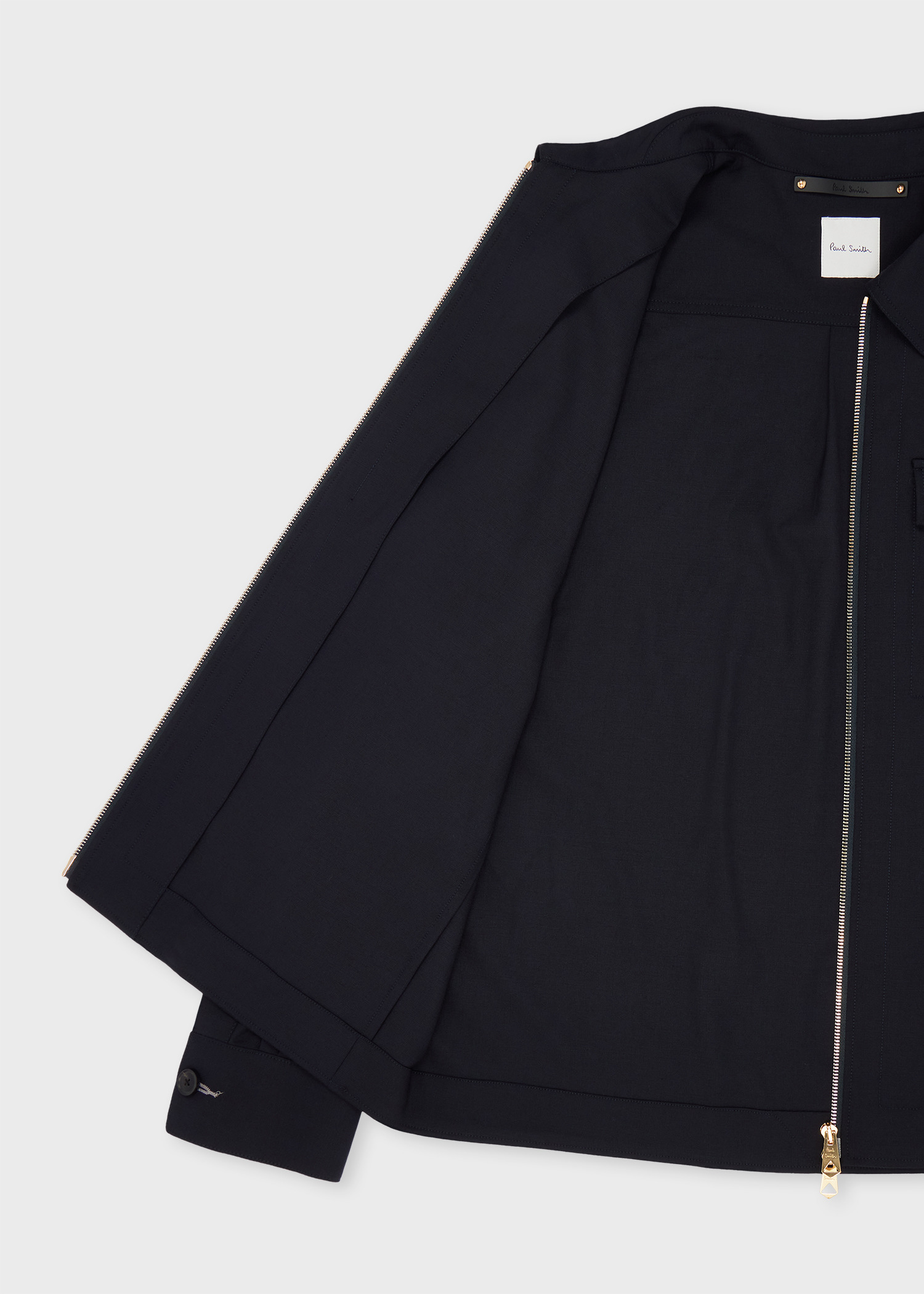 Dark Navy Bi-Stretch Wool Zip Jacket - 4