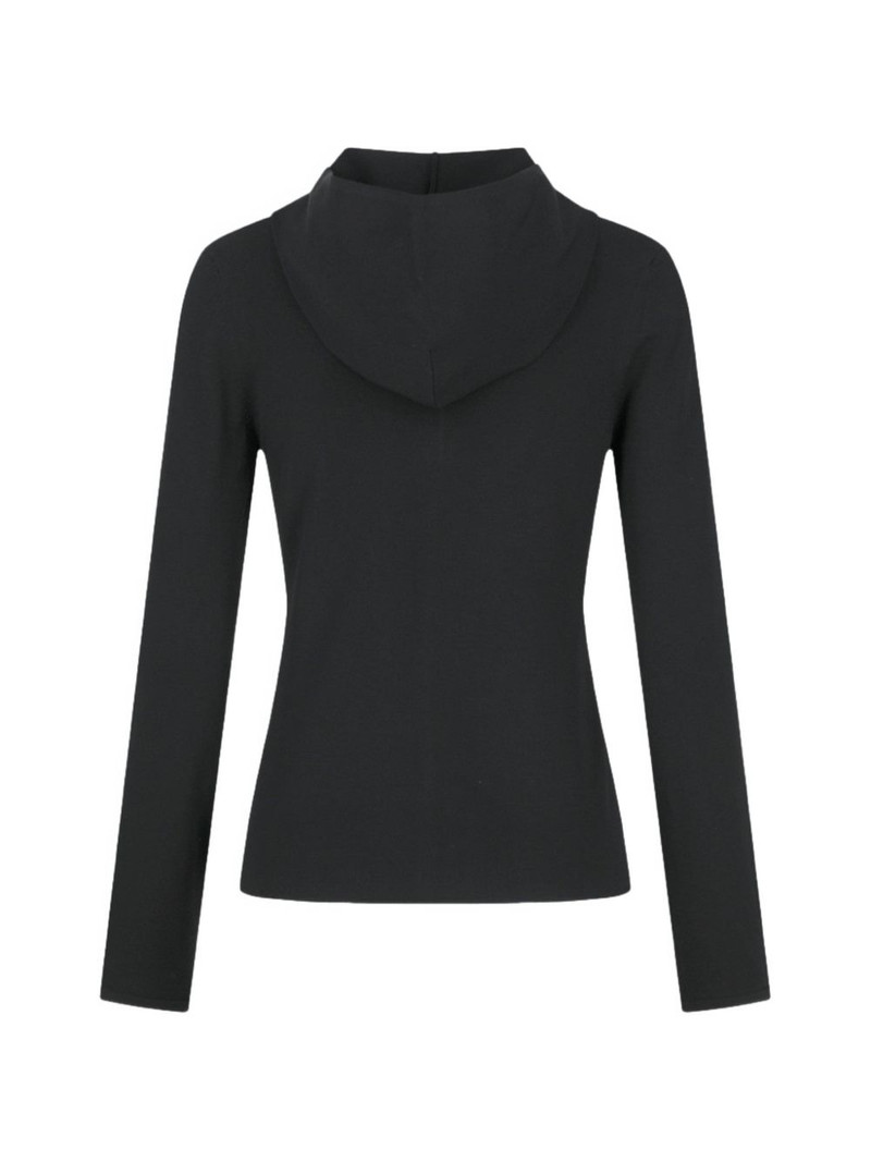 AMOMENTO half zip-up knit hoodie outlook