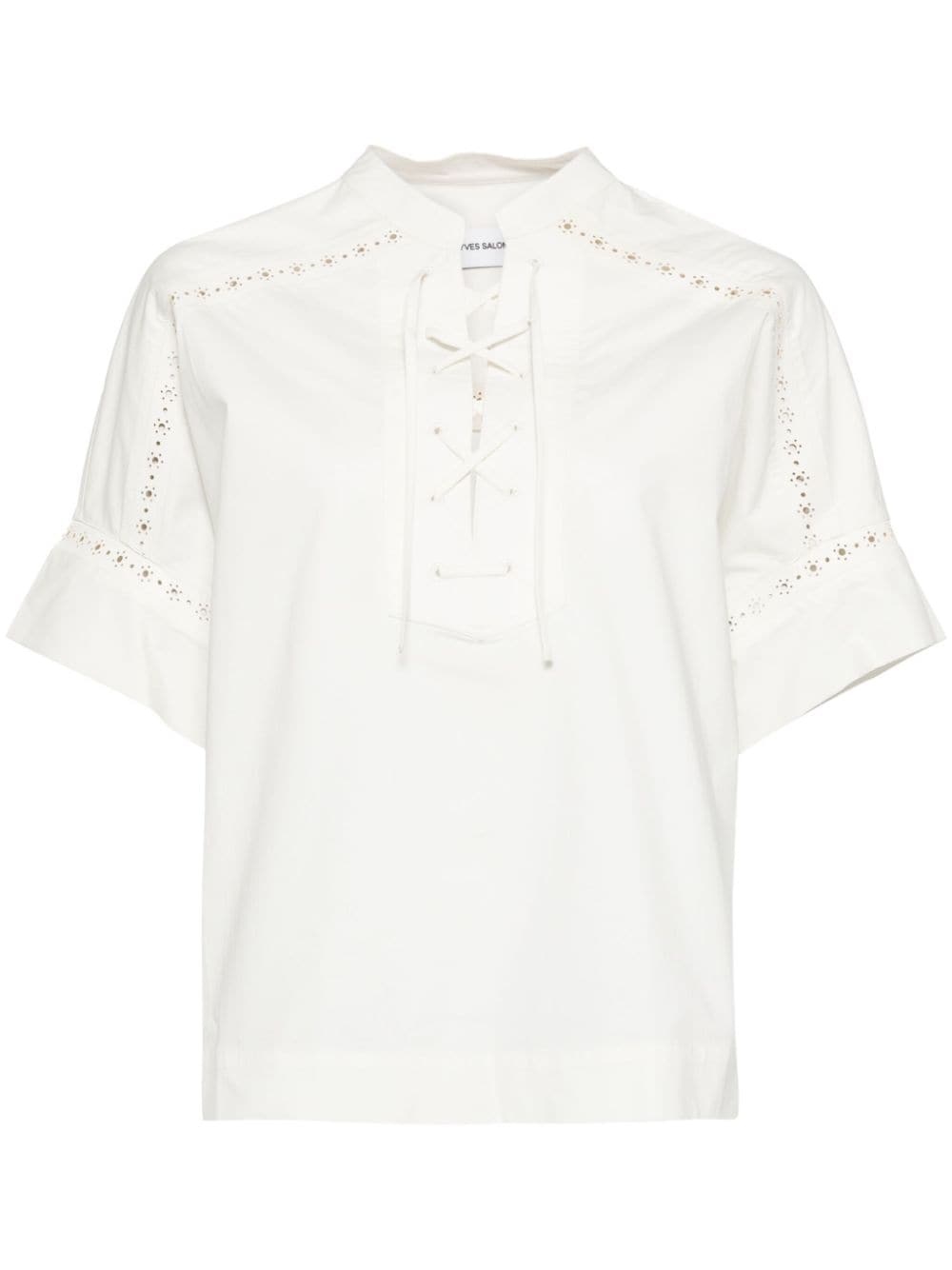 openwork short-sleeve shirt - 1