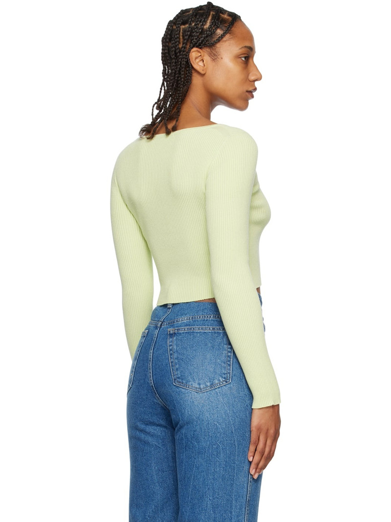 Green Scoop Neck Cardigan 3