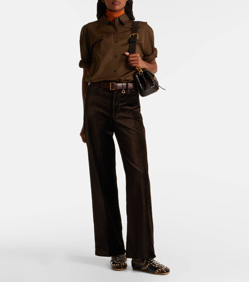 FRAME Le Slim Palazzo cotton-blend velvet wide-leg pants outlook