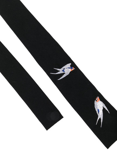 Yohji Yamamoto embroidered bird tie outlook