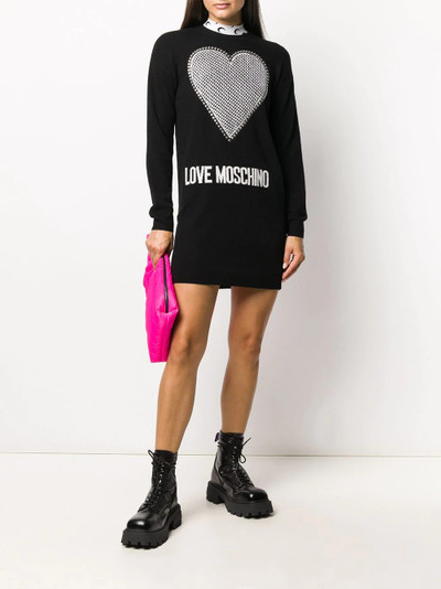 Moschino heart-embellshed intarsia-knit dress outlook