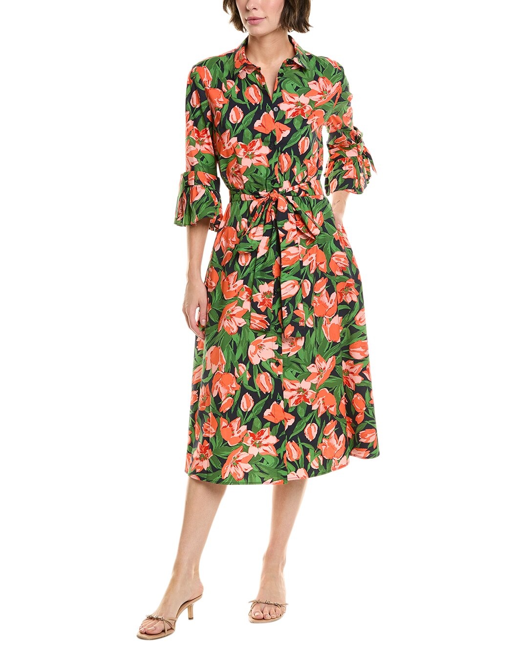 Carolina Herrera Bow Flounce Sleeve Shirtdress - 1