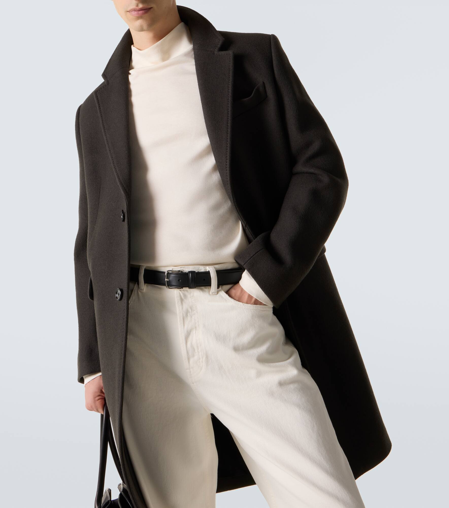 Single-breasted wool coat - 5