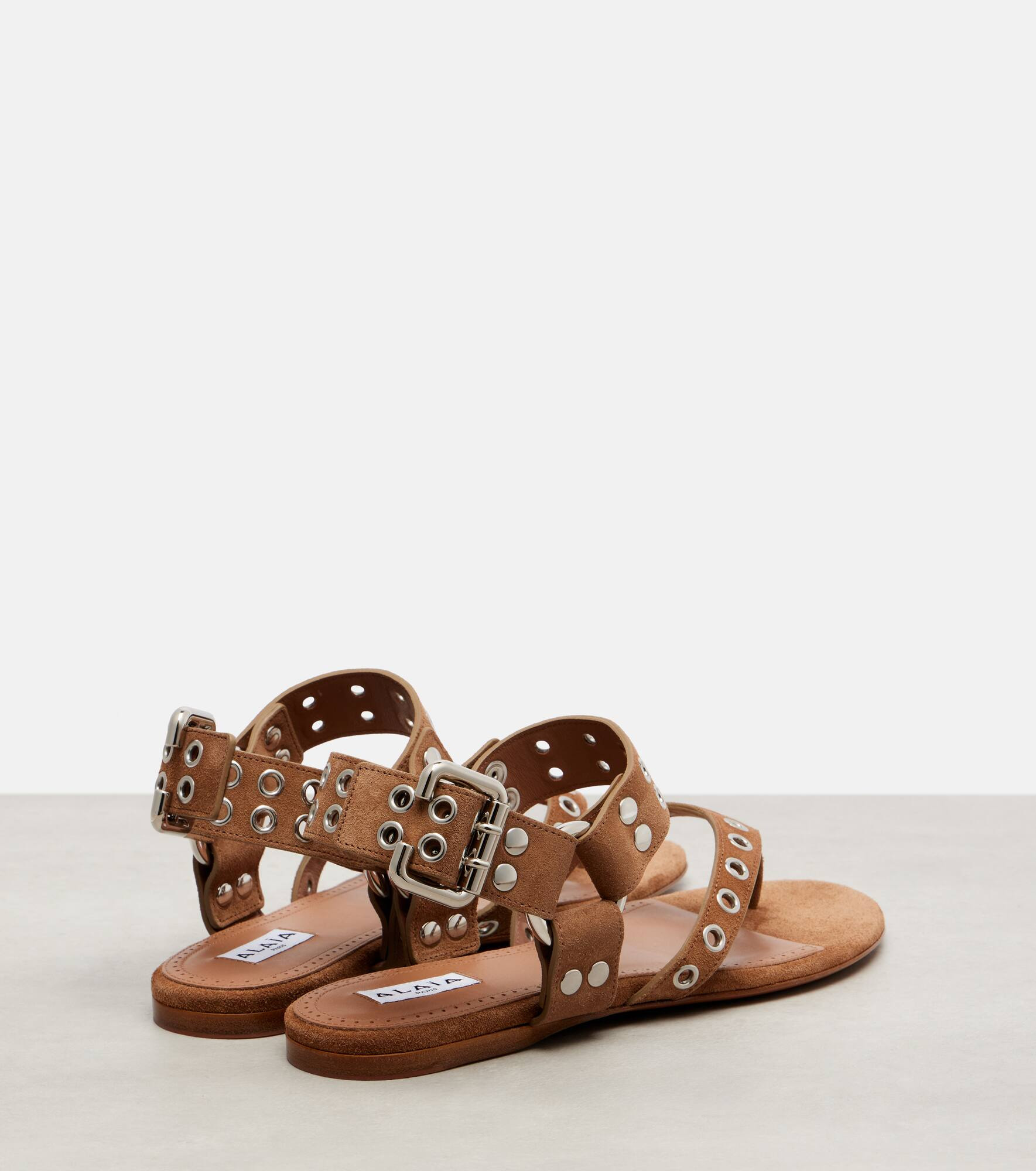 Biker studded suede thong sandals - 2