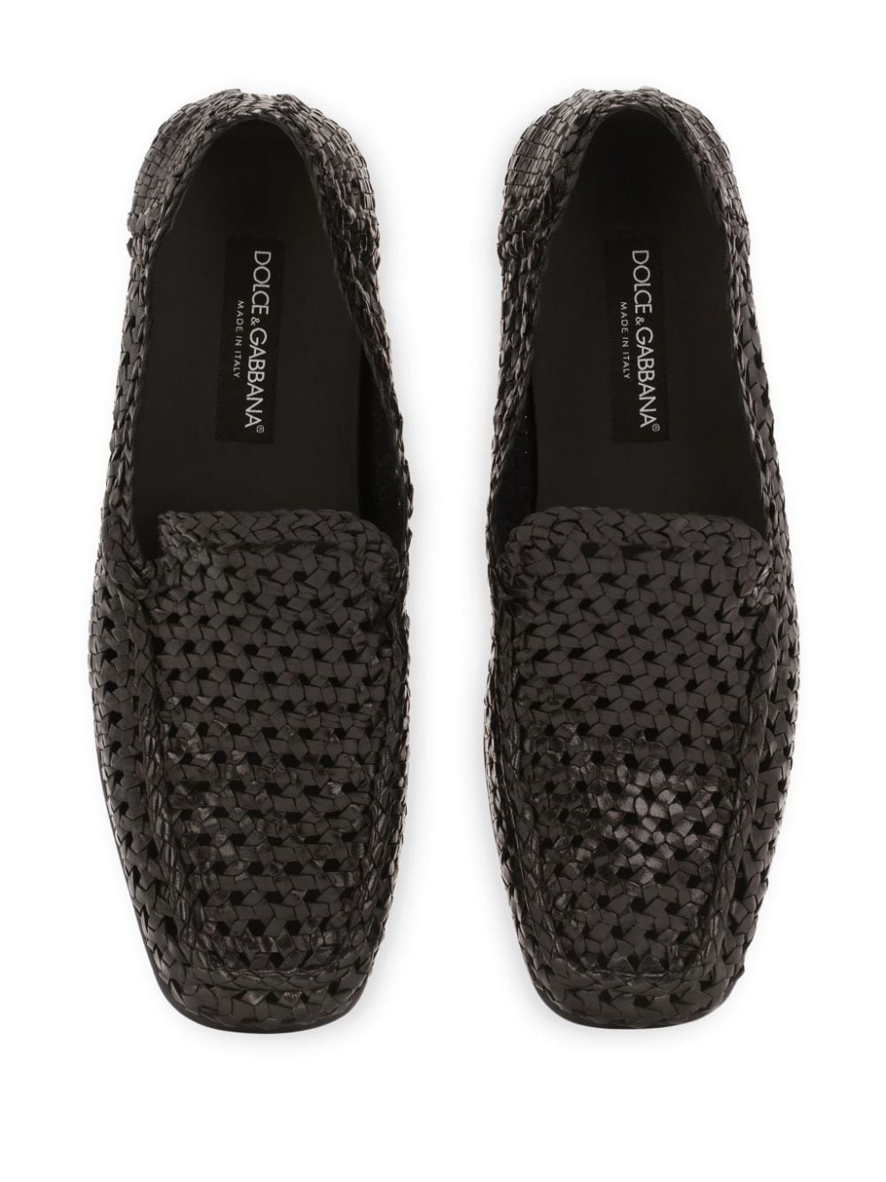 interwoven leather loafers - 4