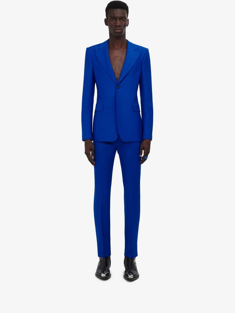Men's Neat Shoulder Single-breasted Jacket in Galactic Blue - 2