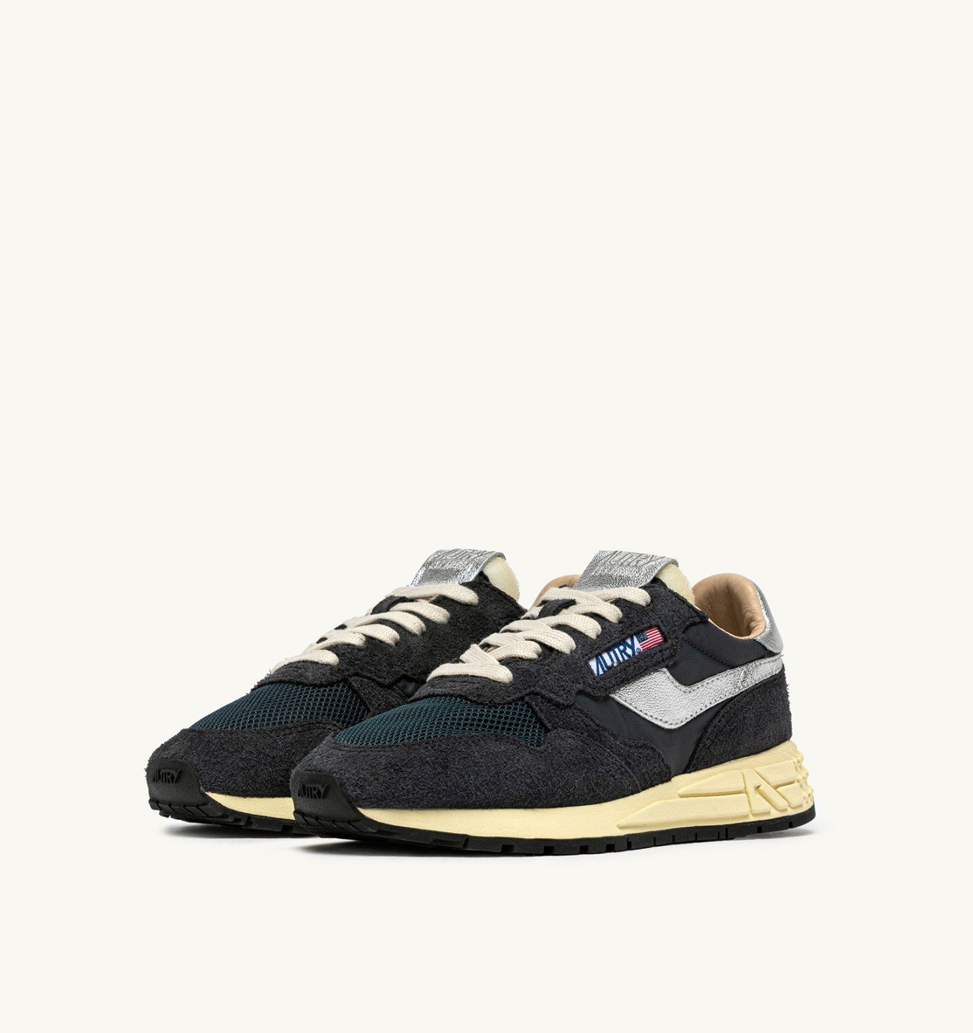 REELWIND LOW SNEAKERS IN CARBON AND SILVER TONE NYLON SUEDE AND LEATHER - 2