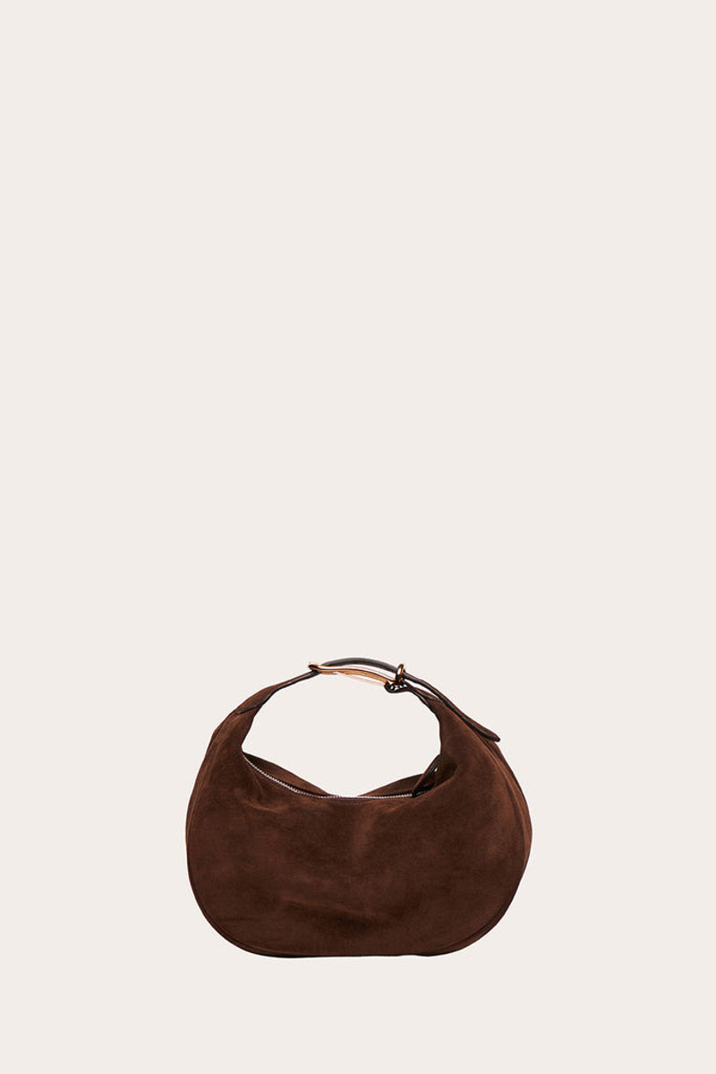MOON POUCH DARK BROWN SUEDE 1