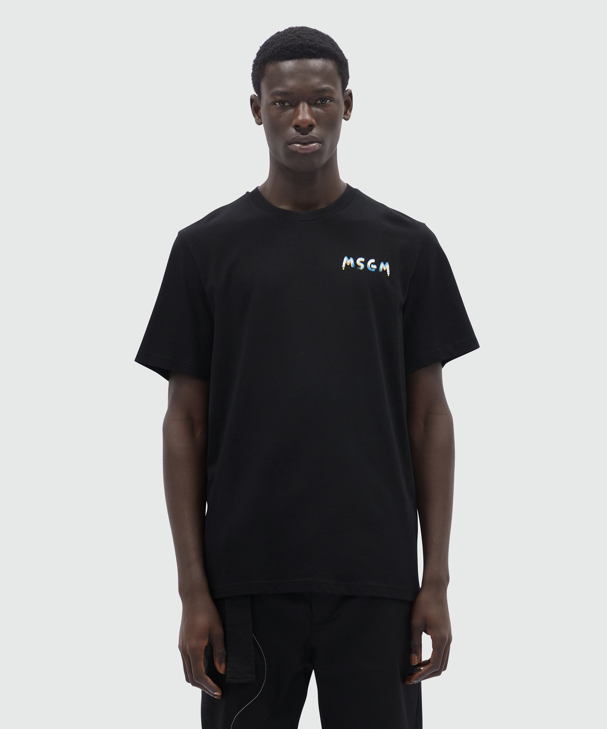 Black jersey T-Shirt with crayon logo - 2