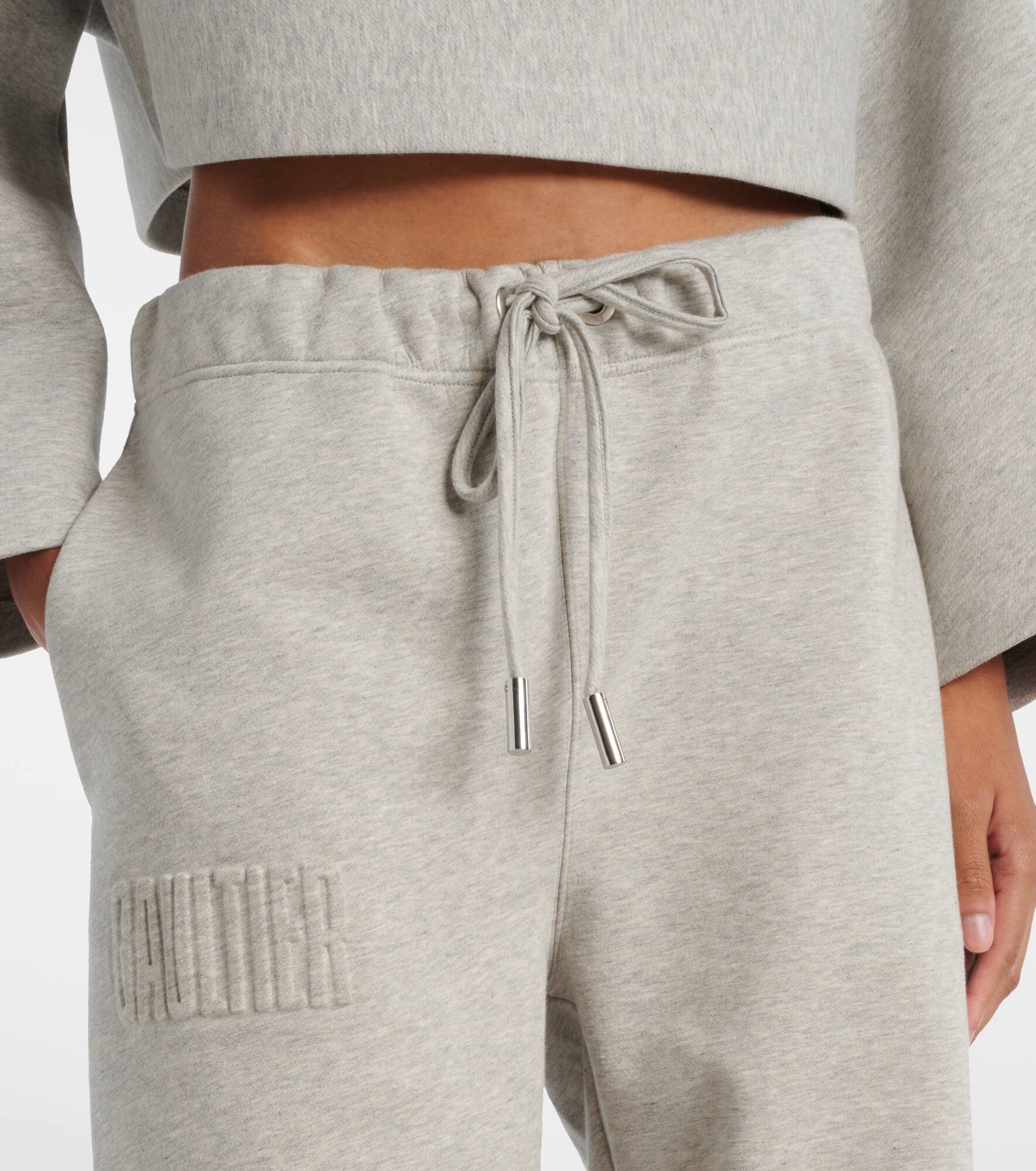 Embossed logo cotton sweatpants - 4