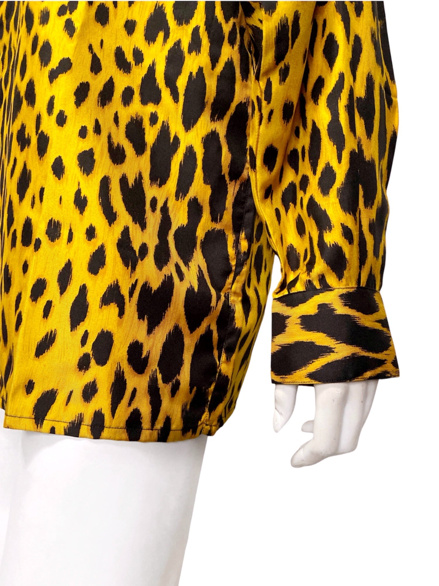 Gianni Versace Spring 1992 Men’s Leopard Print Silk Shirt 44 - 10