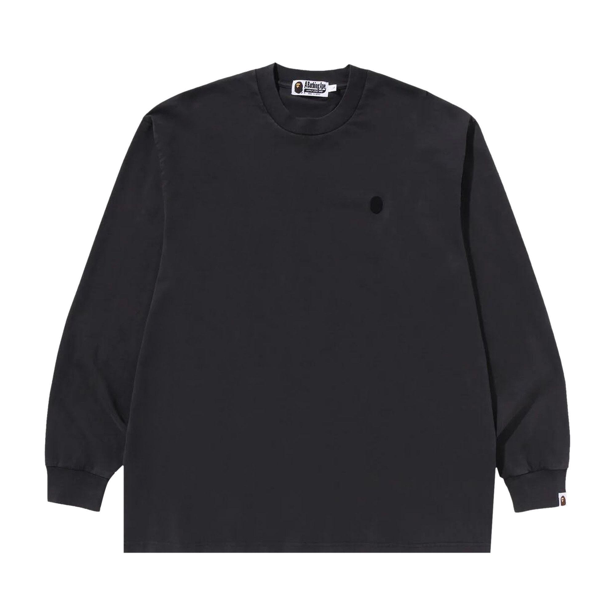 BAPE Ape Head One Point Garment Dyed Long-Sleeve Tee 'Black' - 1