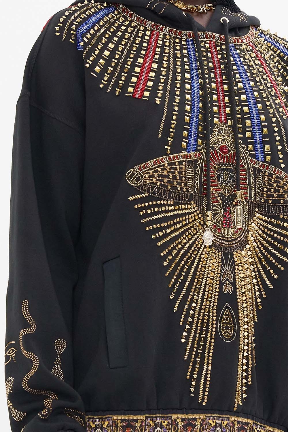 EMBROIDERED HOODIE WITH SIDE POCKETS - 6