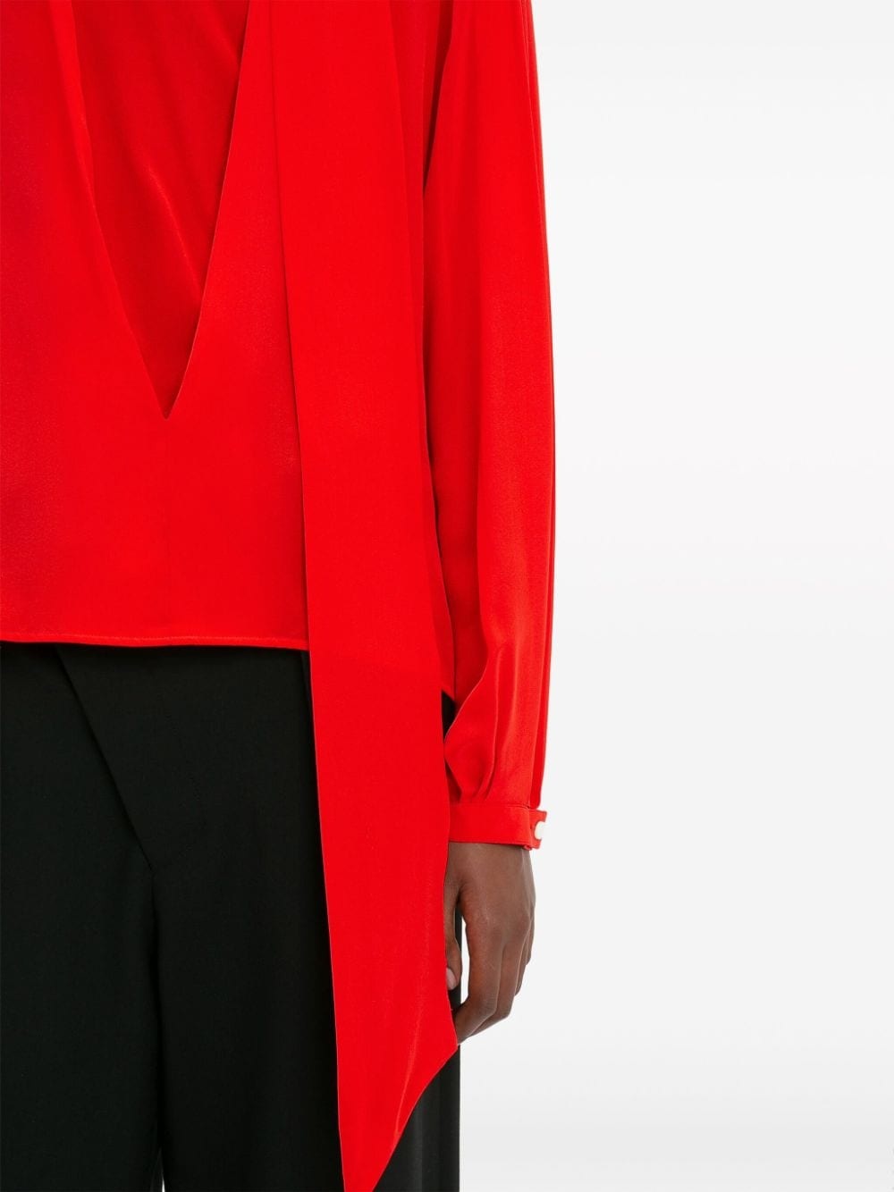 scarf-detail silk blouse - 5