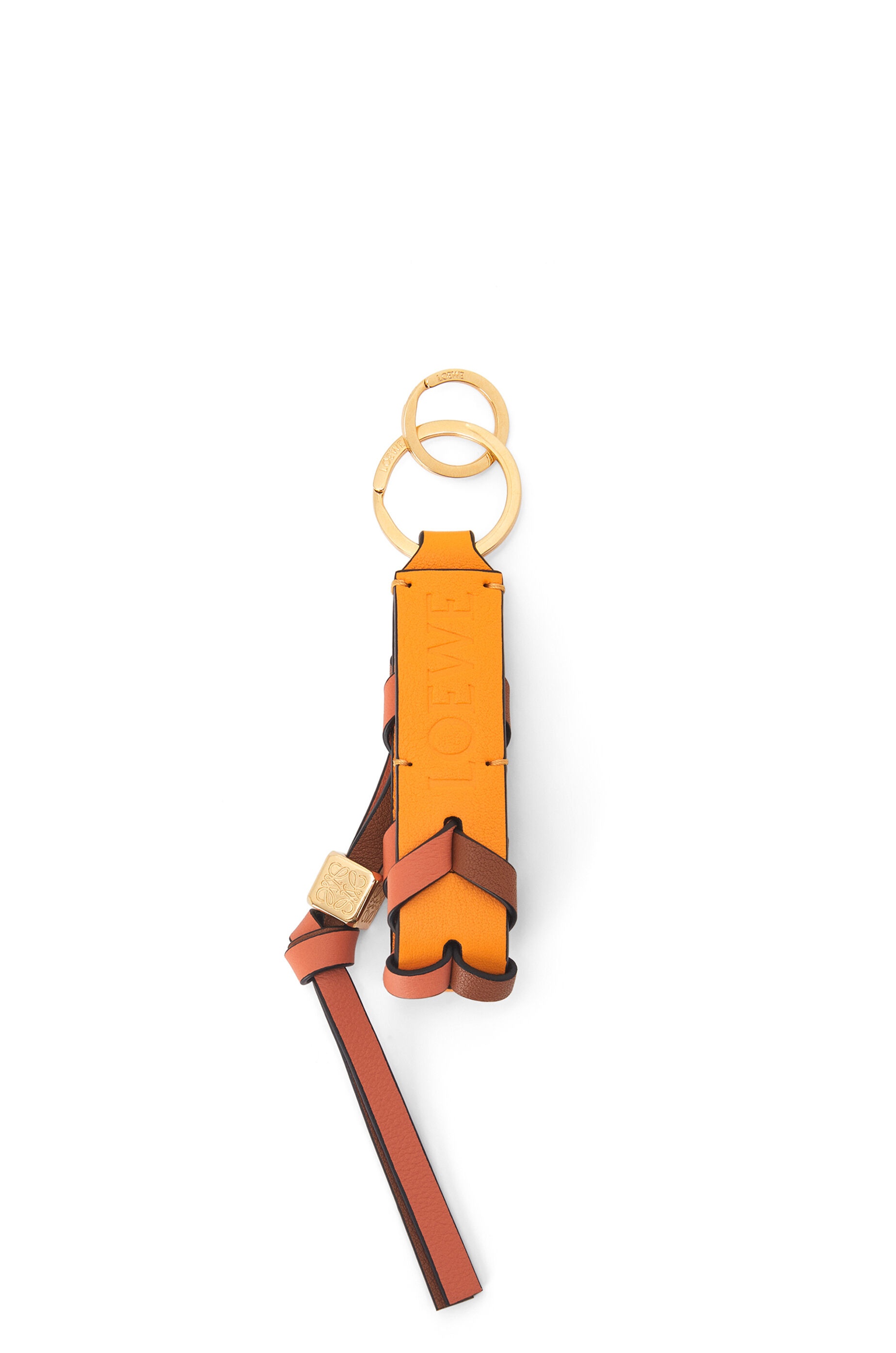 Braided strap keyring in calfskin and brass - 2