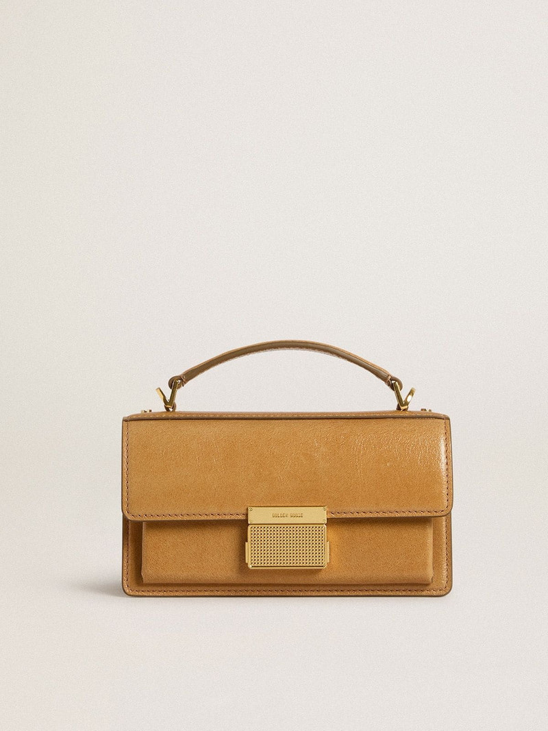 Small Venezia Bag in tobacco-colored leather with gold details 1