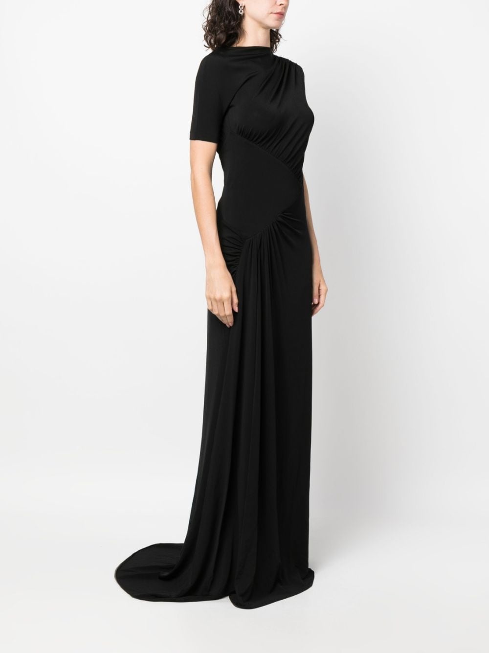 gathered short-sleeve maxi dress - 3