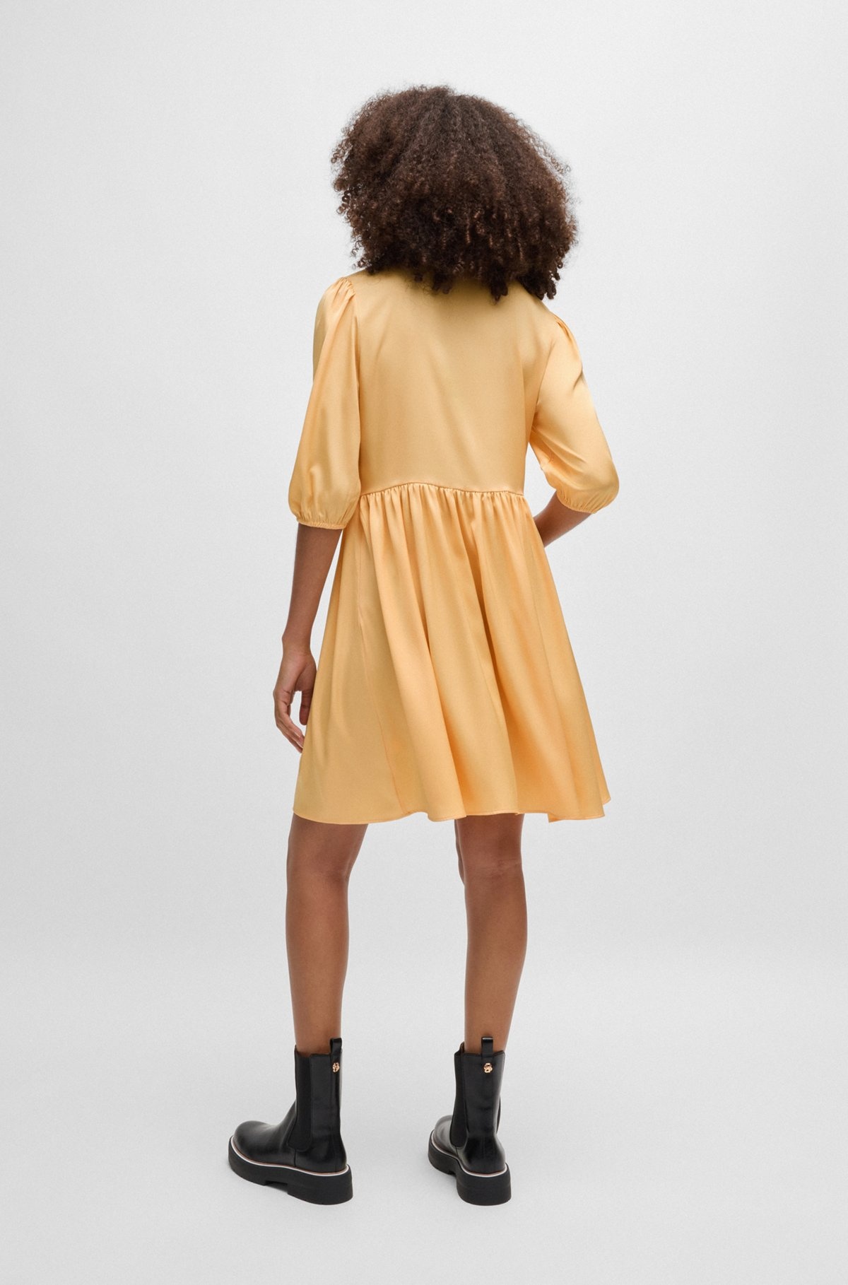 HAMMERED-SATIN DRESS WITH TIE NECKLINE - 4