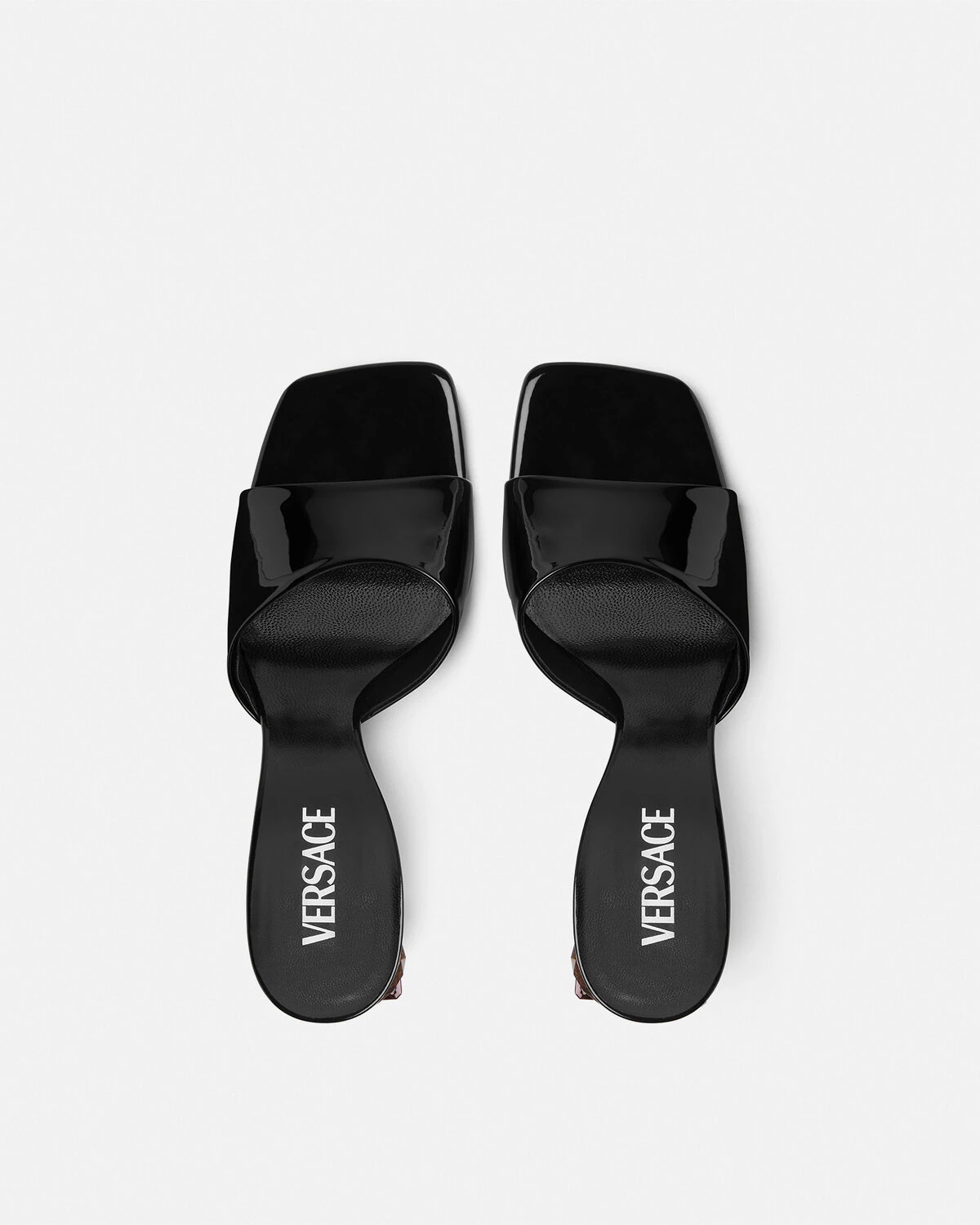 Bright Crystal Patent Mules 70 mm - 5