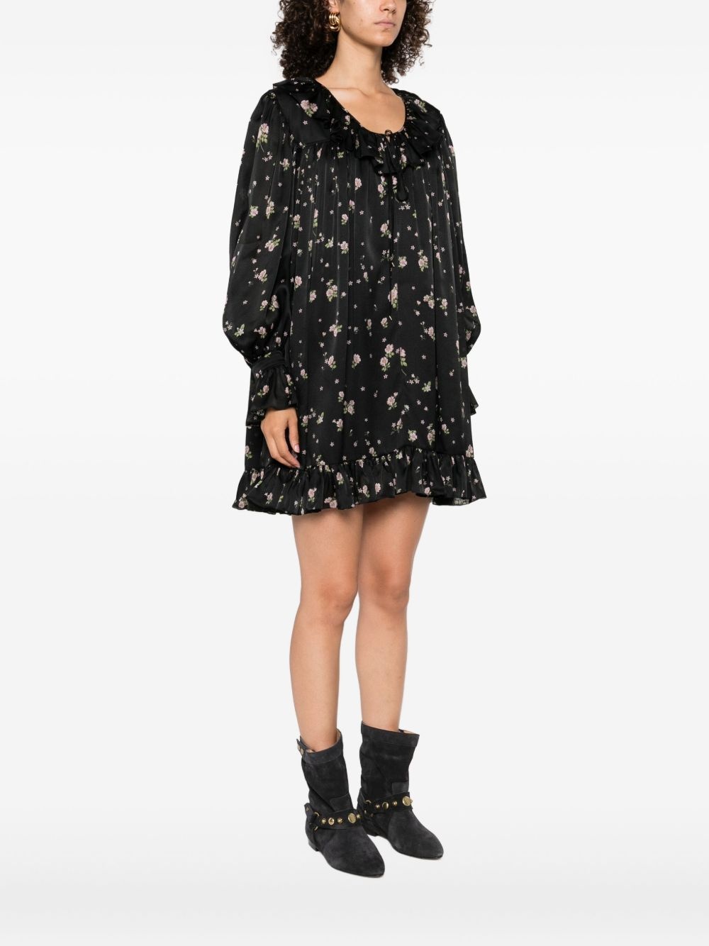 floral ruffled mini dress - 3