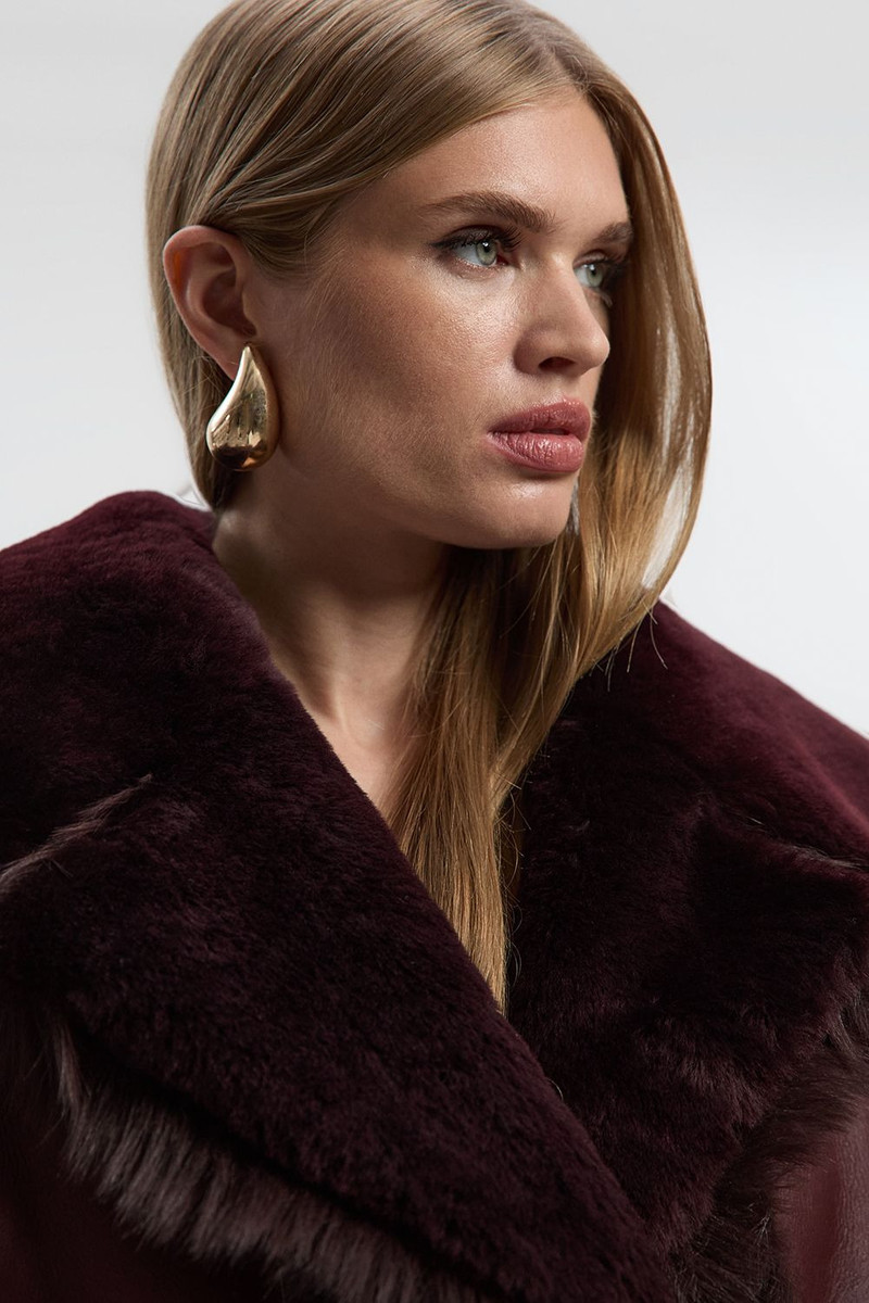 Reversible Shearling & Leather Belted Maxi Coat 3
