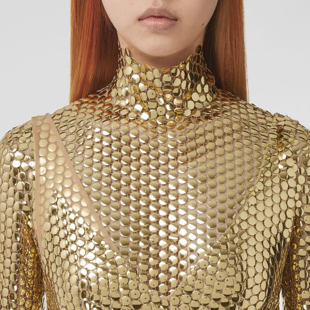 Metallic Paillette-embellished Mesh Asymmetric Dress - 6