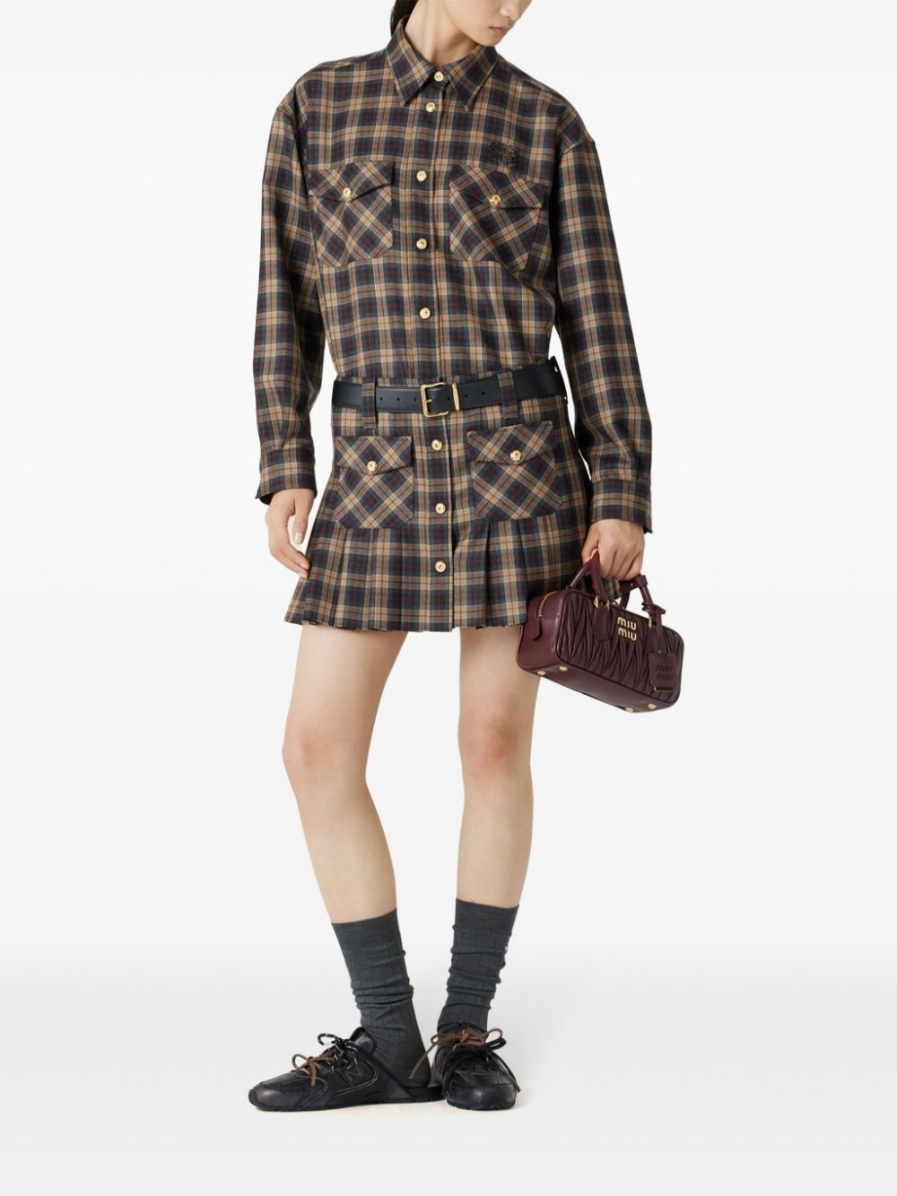 pleated tartan miniskirt - 2