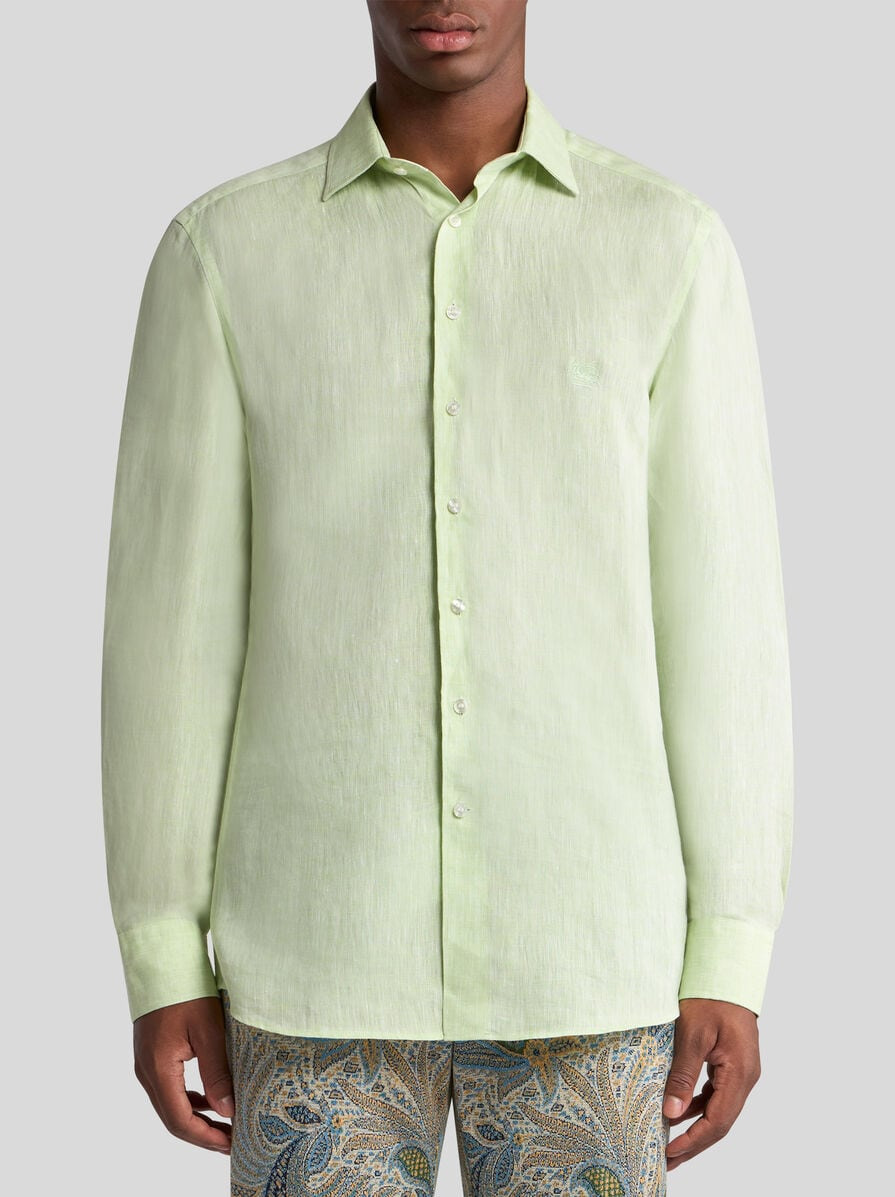 LINEN SHIRT WITH PEGASO EMBROIDERY - 2
