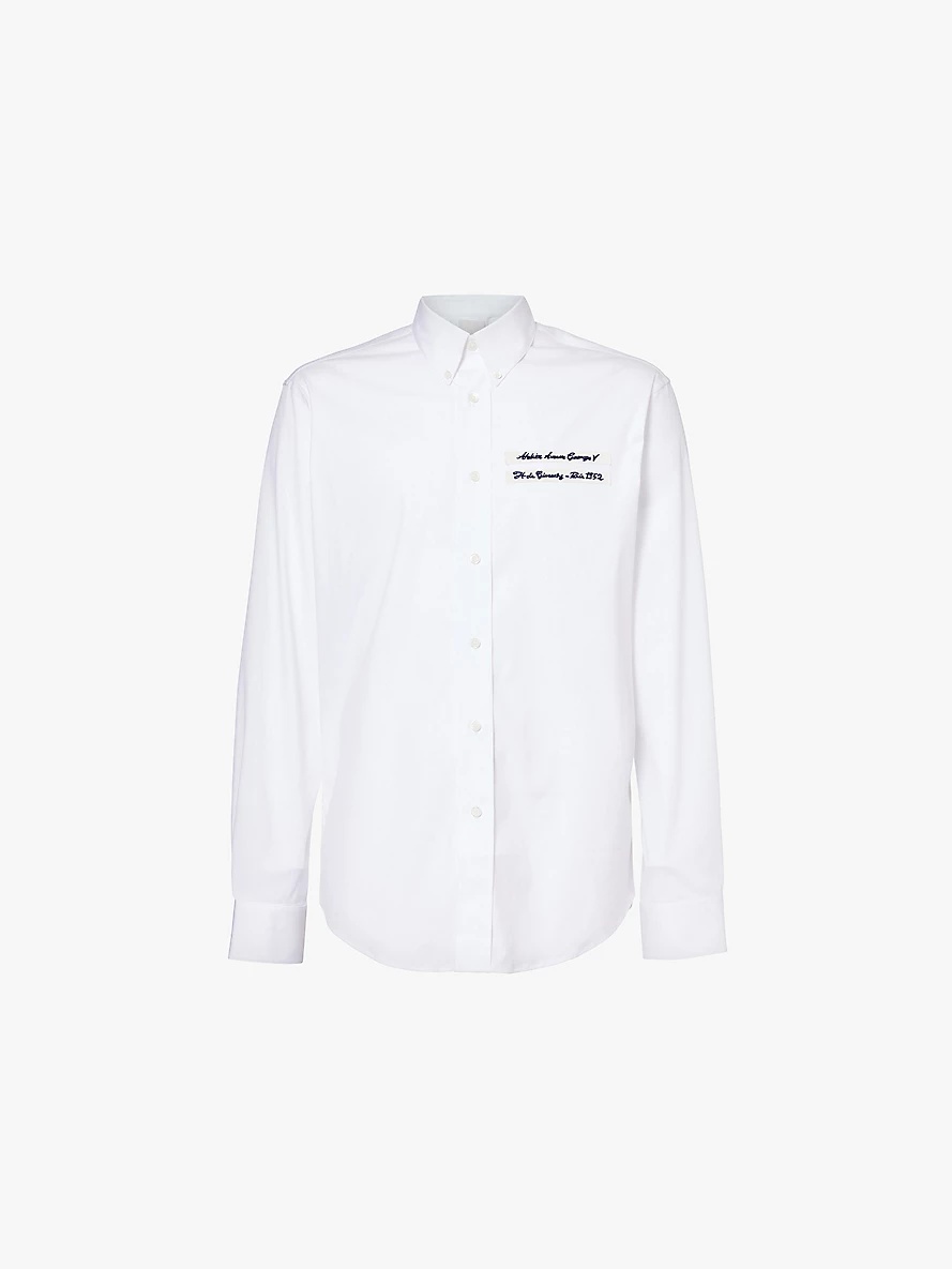 Text-embroidery custom-fit cotton-poplin shirt - 1