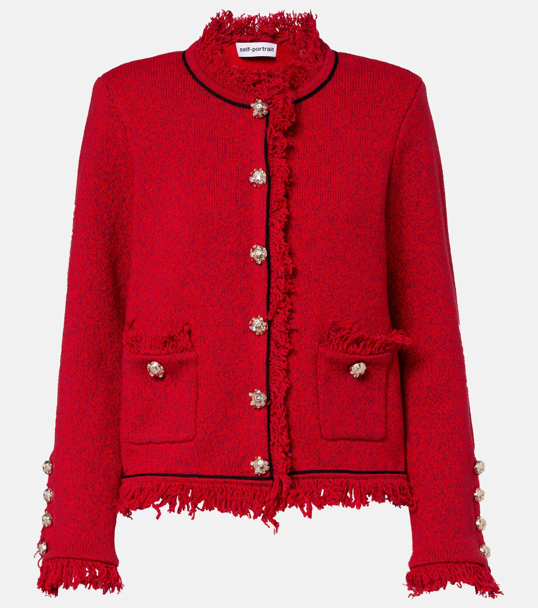 Fringed-trimmed knitted jacket - 1