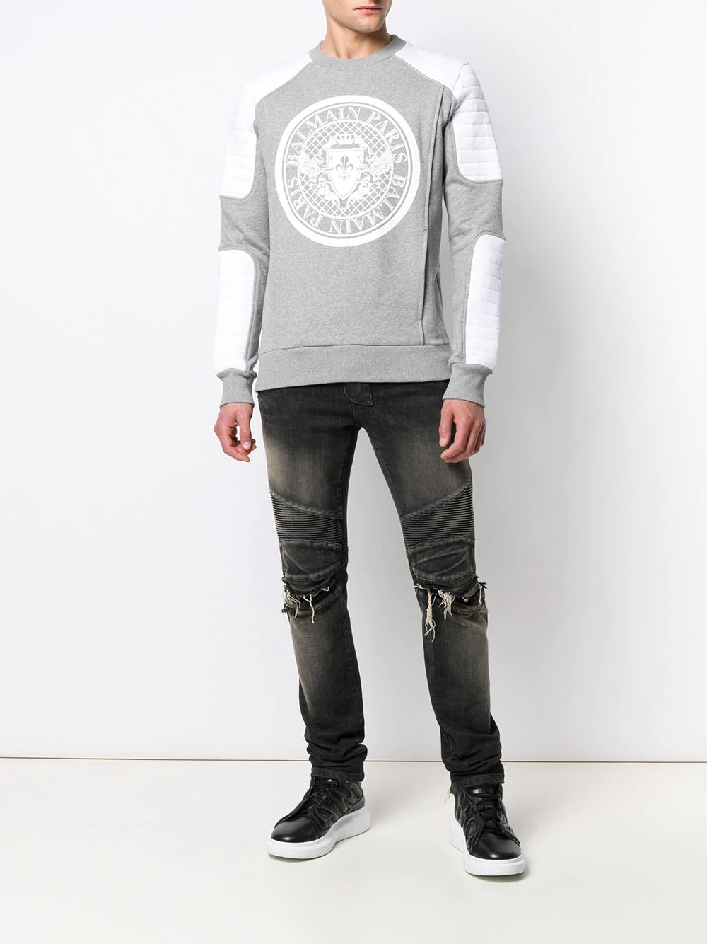 biker panel sweatshirt - 2