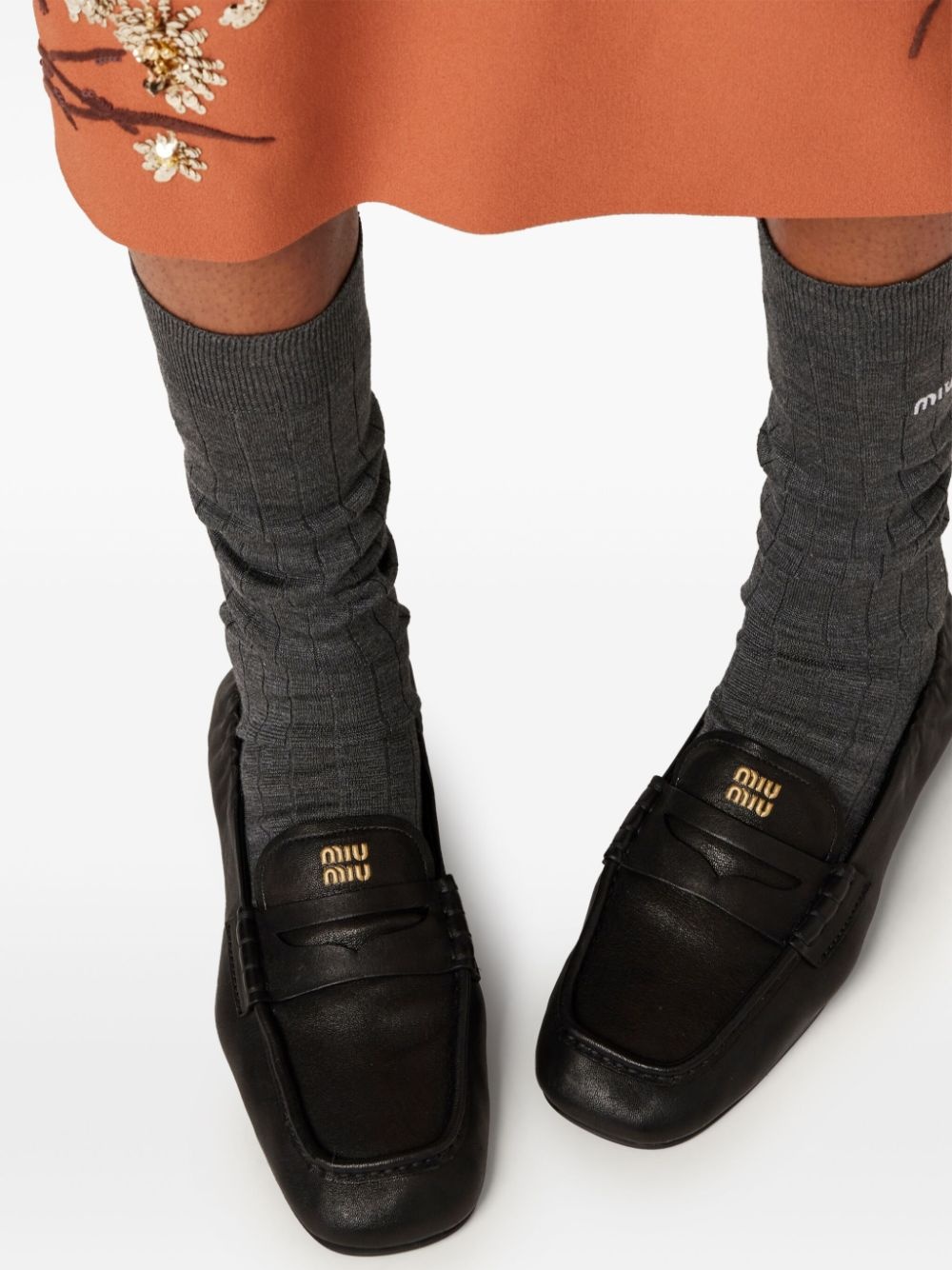 embossed-logo loafers - 5