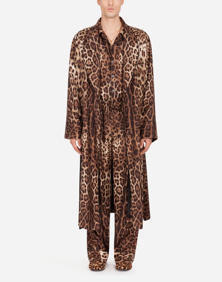 Silk pyjama shirt with leopard print - 5