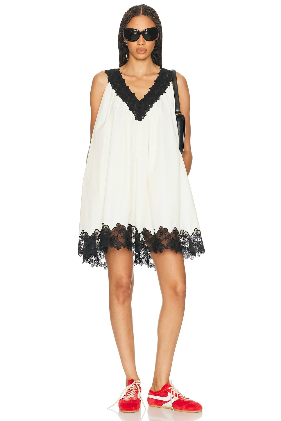 Mini Dress With Lace in Tech Poplin - 1