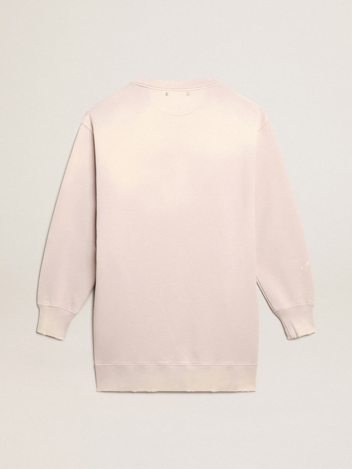 Distressed-finish pale pink sweatshirt dress - 6
