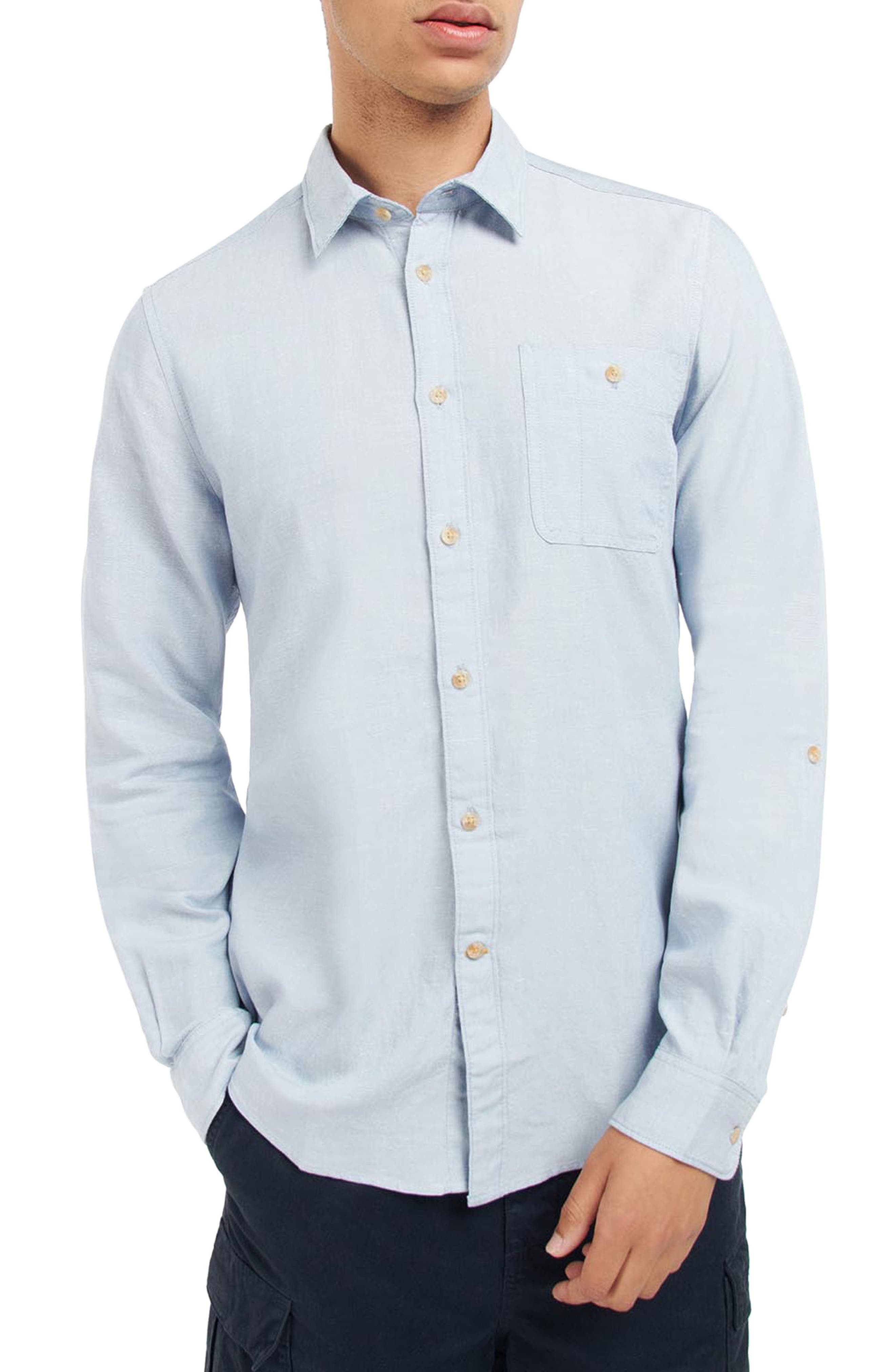 Barbour Ruthwell Tailored Fit Solid Button-Up Shirt in Chambray at Nordstrom, Size Small - 1