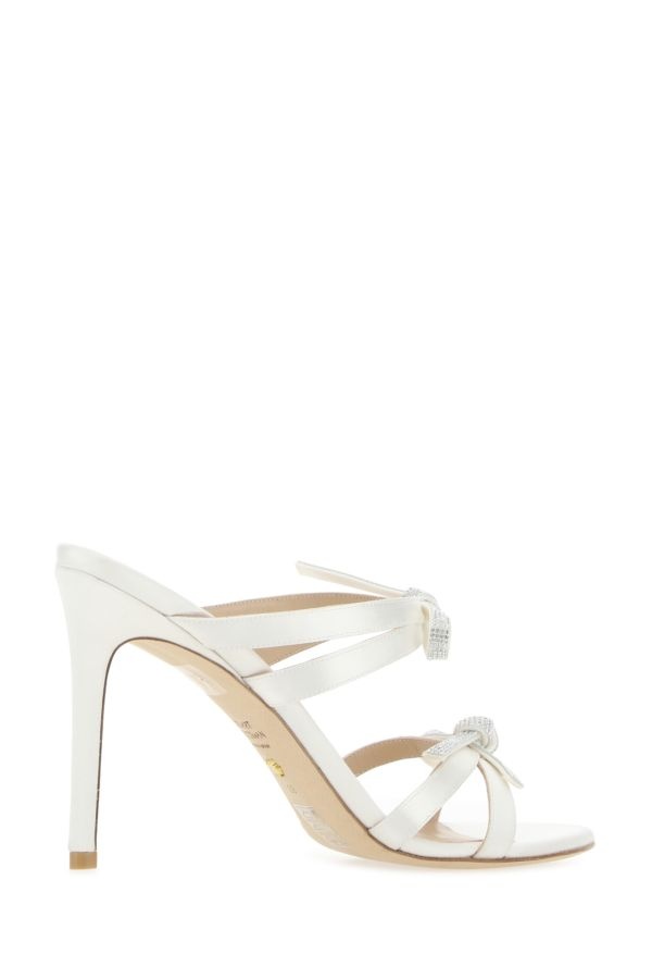 White satin SW Bow mules - 3