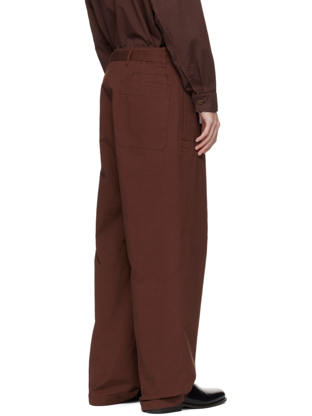 Brown Seamless Belted Trousers - 3