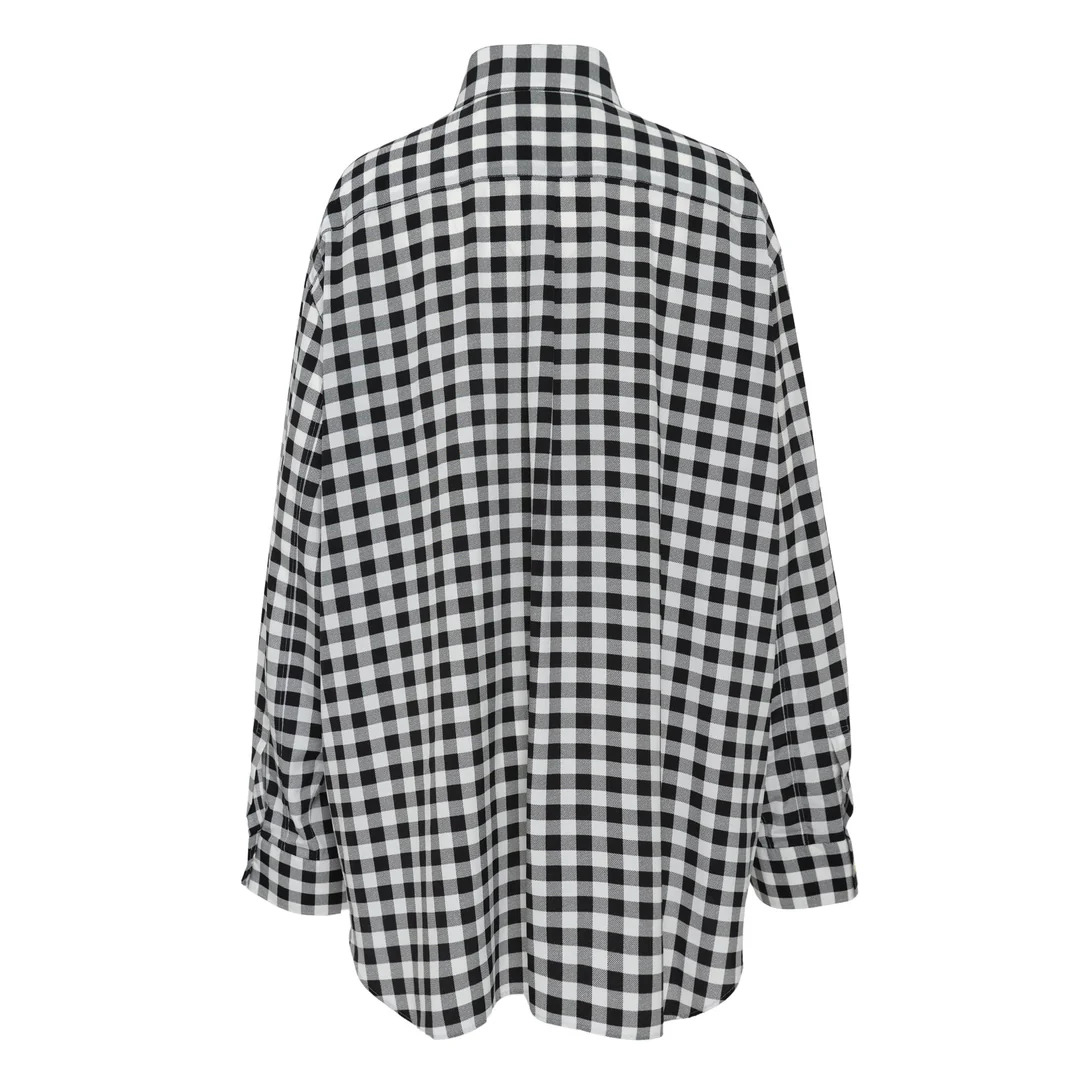 Polyester Crepe De Chine Check Blouse - 2