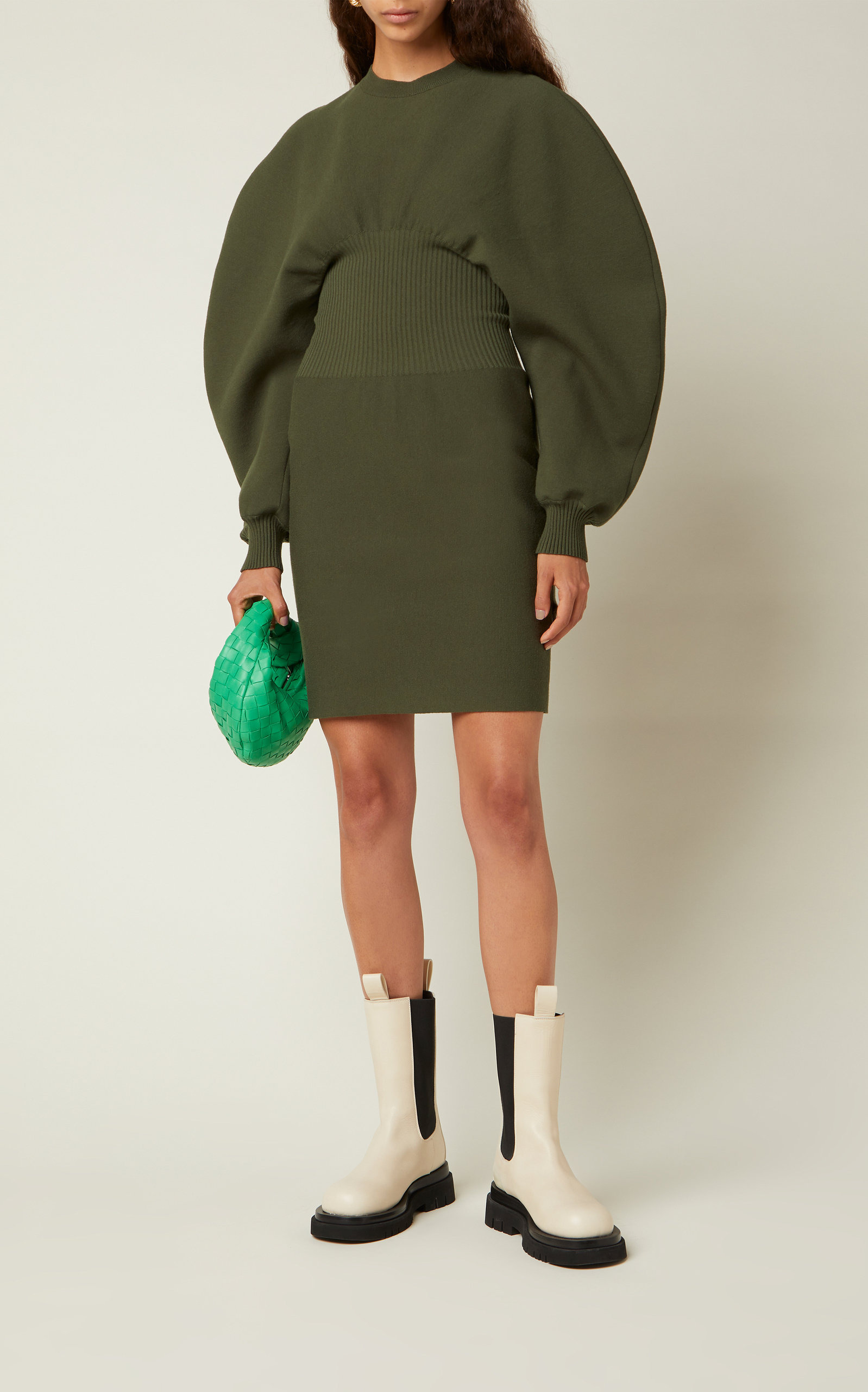 Wool Knit Mini Dress green - 2