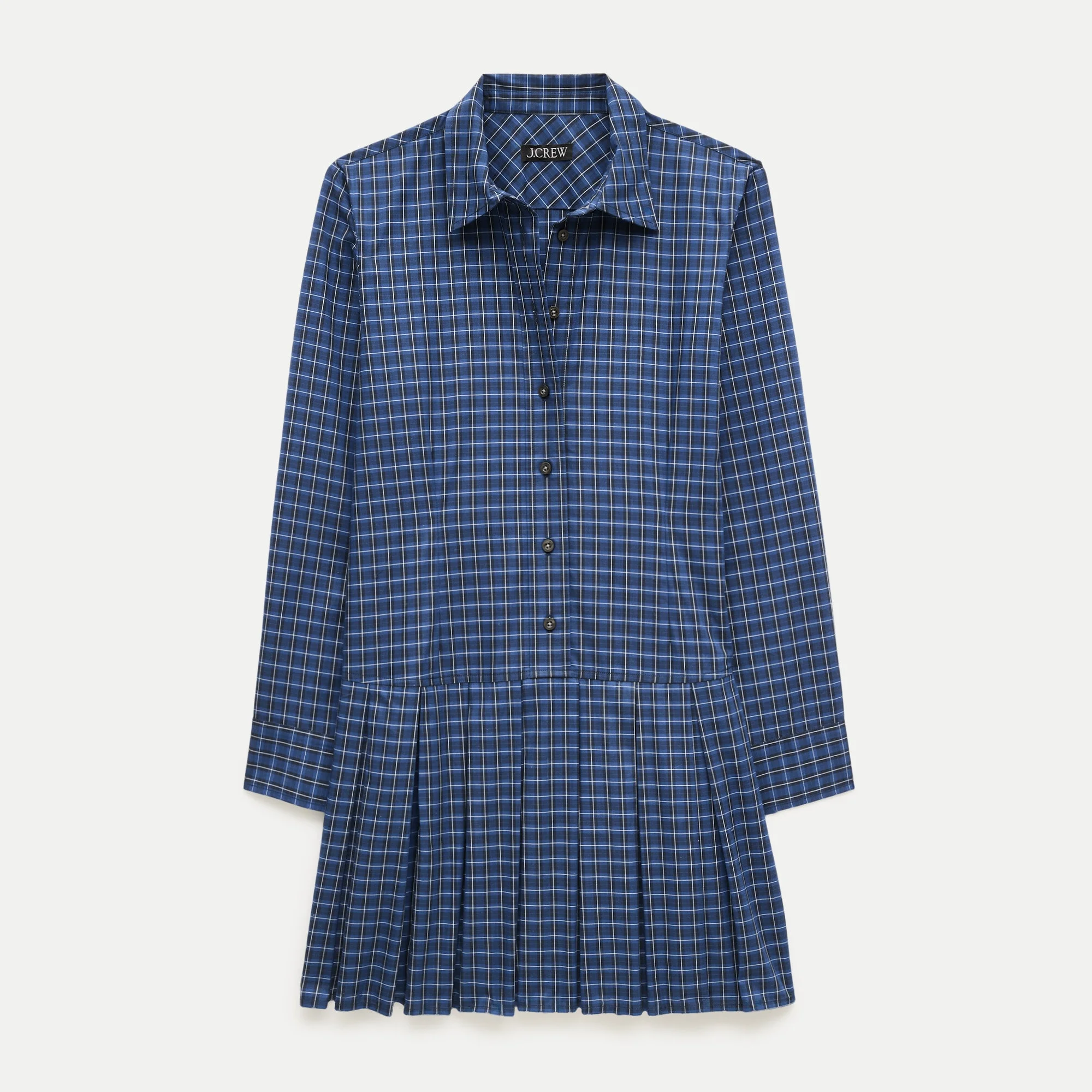 Ophelia long-sleeve dress in plaid poplin - 1